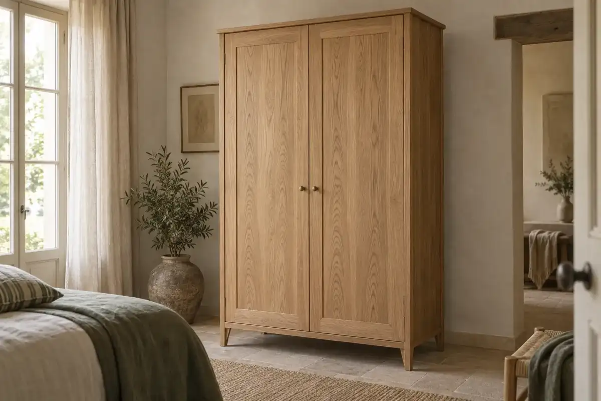 Armoire Blaise en frêne massif, lignes sobres