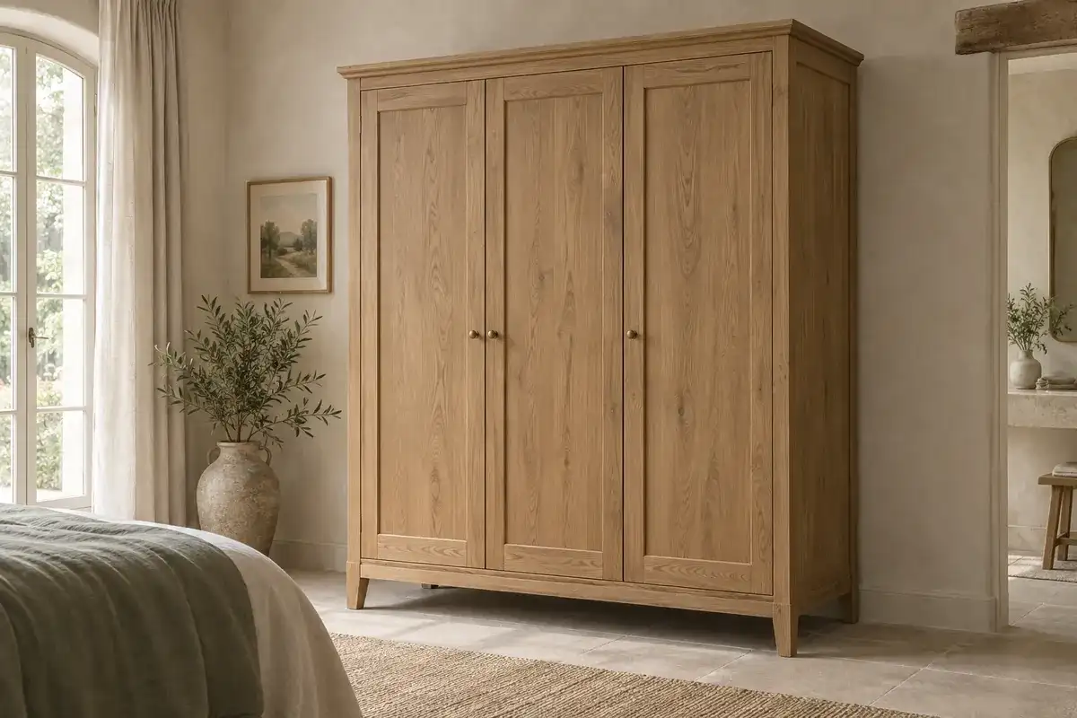 Armoire Ornain en chêne massif, 3 portes