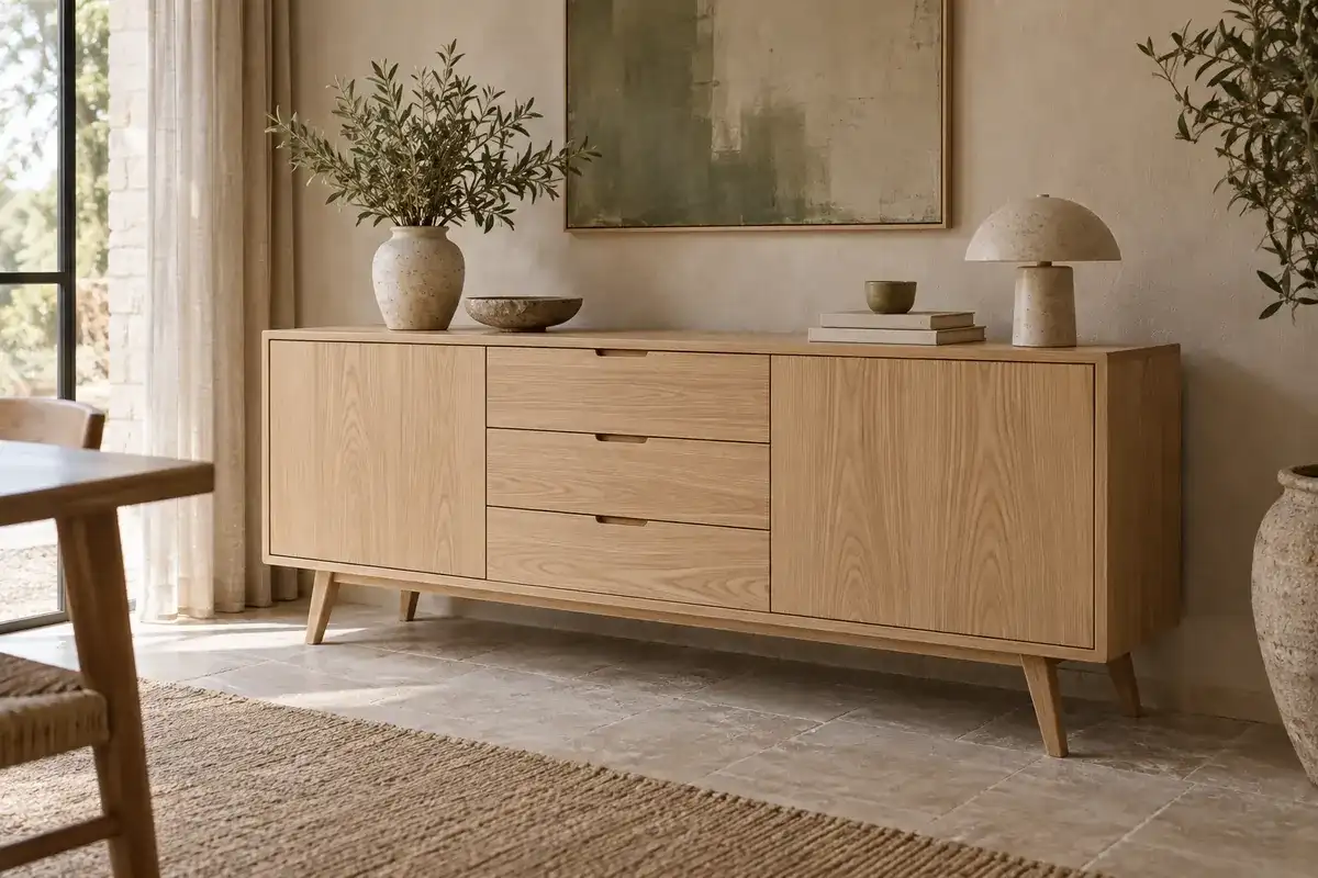 Buffet Thouet en frêne clair, pieds compas