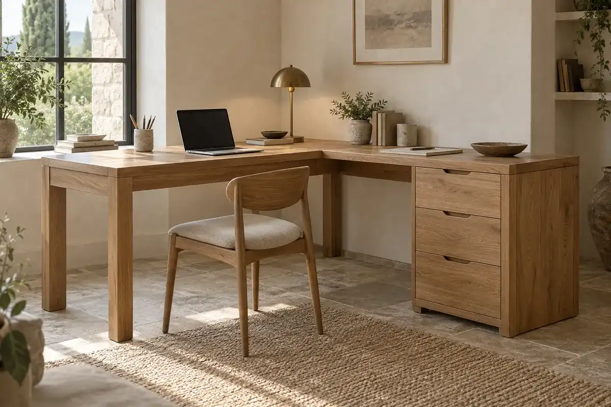 Bureau d’angle Madon en chêne massif