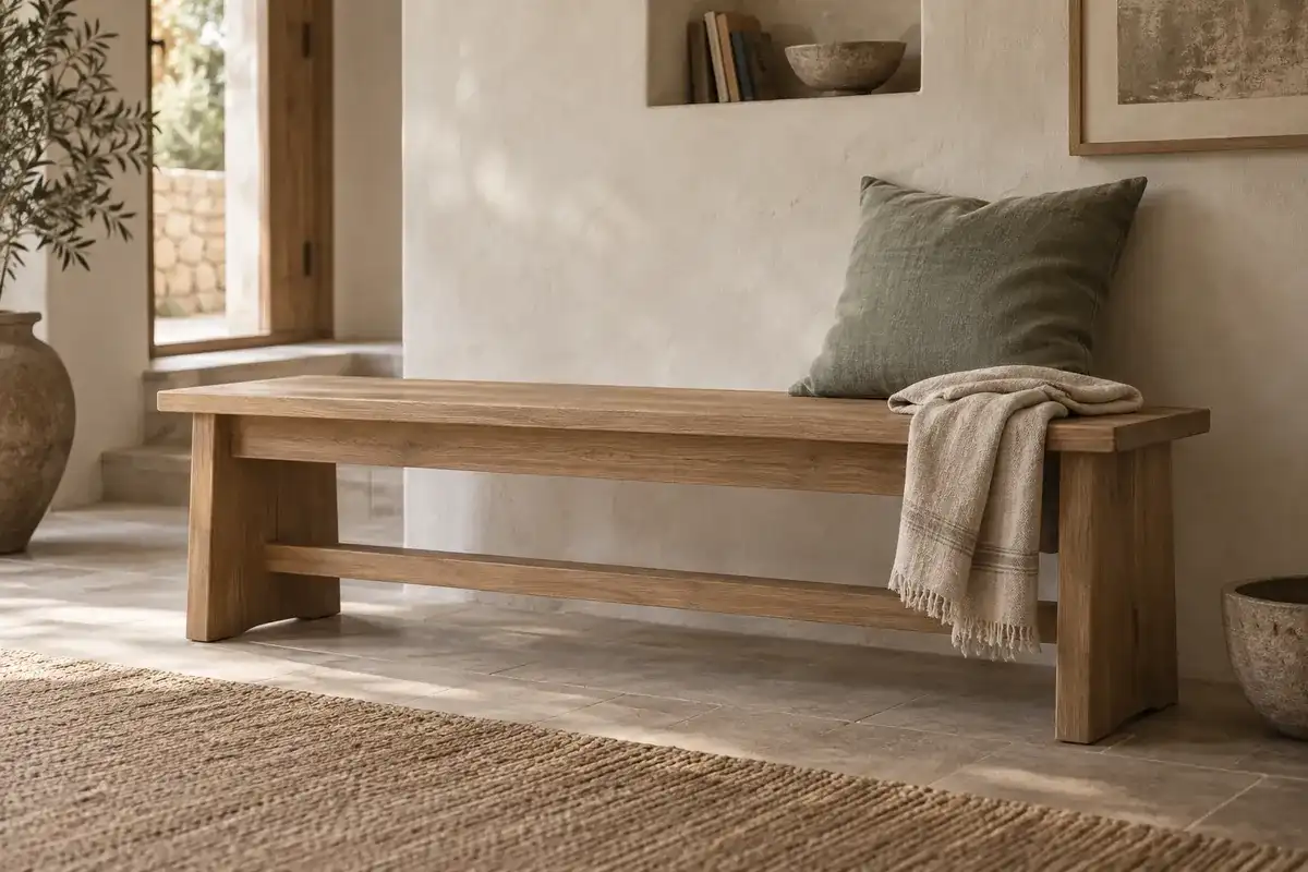 Banc Neste en chêne massif, trois places