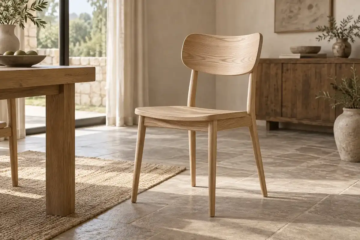 Chaise Gave en frêne clair, dossier cintré