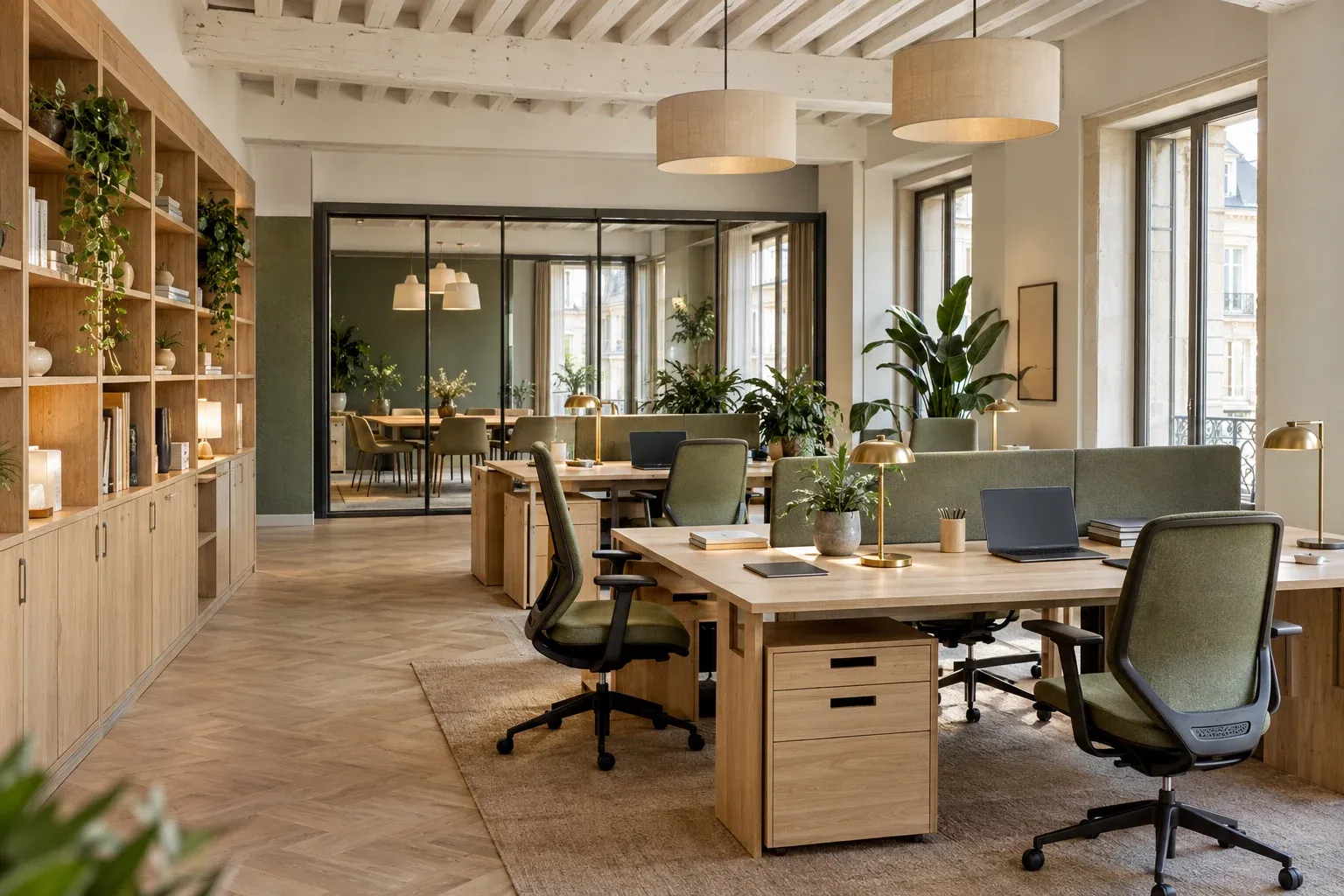 Bureaux professionnels meublés en chêne massif