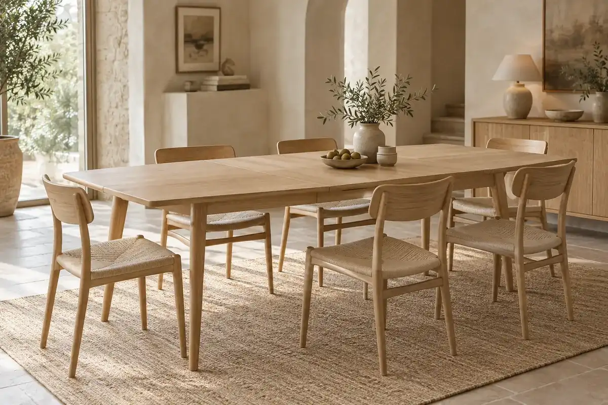 Table Vologne en frêne clair, style scandinave